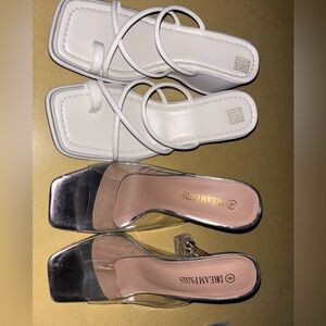 Dream Pairs Women's White and Silver Heels